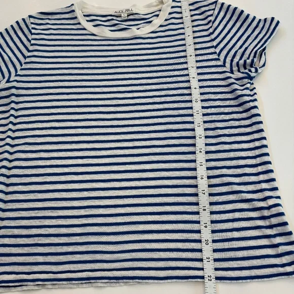 Alex Mill Blue and White Prospect Tee in Stripe, Linen Blend, Size Large - Picture 5 of 8